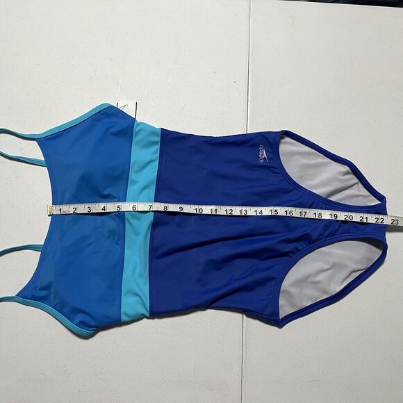 Speedo Women Racerback One Piece Swimsuit Swimwear Atlantic Blue Size 10 - Picture 5 of 7